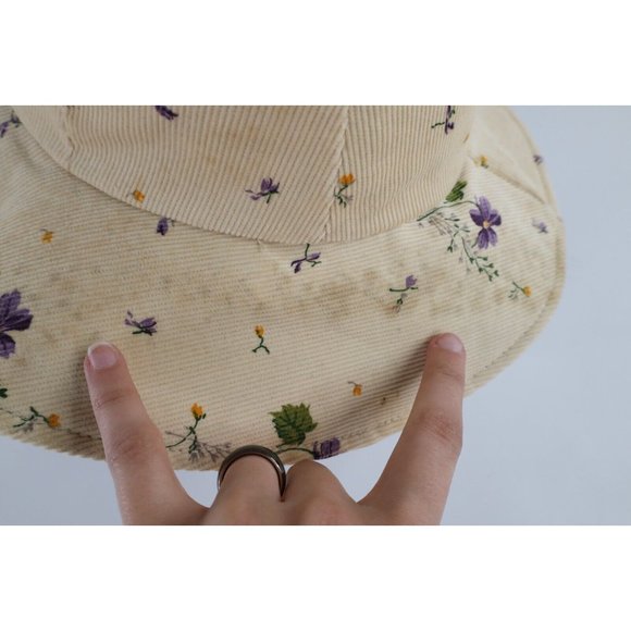 Vintage 90s Streetwear Distressed Floral Flower Corduroy Bucket Sun Hat Womens main image 4